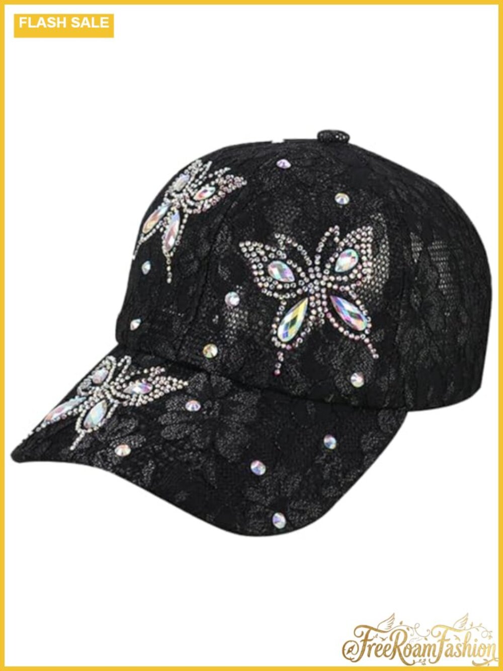 Lace Rhinestone Baseball Cap Butterfly Sequin Sun Visor Hat